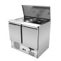 Preview: Profi Saladette 2-türig mit Schiebedeckel 2x GN1/1 + 3x GN1/6, +2°C/+8°C, 900x700x870