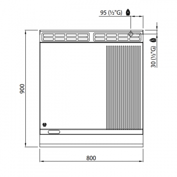 BERTOS S900 - Gas Bratplatte glatt/gerillt (compound) Va Aisi 316 Edelstahl