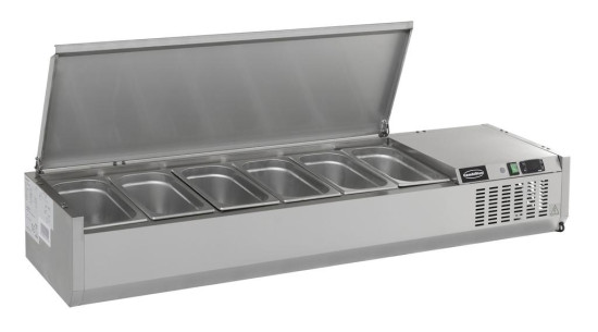 Preview: AUFSATZVITRINE EDELSTAHL DECKEL 1/4 GN x 10