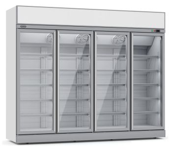 TIEFKÜHLSCHRANK 4 GLASTÜREN INS-2060F *TRANSPORT AUF ANFRAGE* **Achtung, es liegt ein erhöhter Einschatlstrom vor, sodass ein Leitungsschutzschalter mit C-Charakteristik erforderlich ist.**