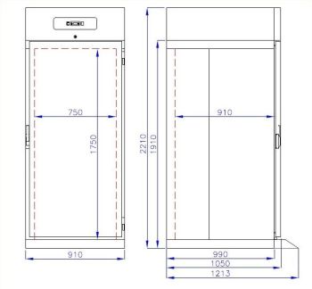 Preview: ROLL-IN KÜHLSCHRANK EDELSTAHL MONO BLOCK 700 LTR