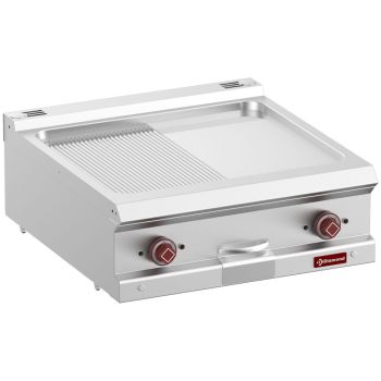 Elektro Grillplatte "700 Serie" 1/2 glatt 1/2 gerillt hartverchromt 50 µm Mod. 1/1 -Top-