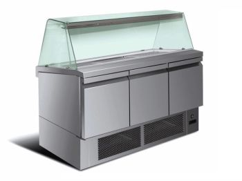 Fisch Kühltisch mit Fisch Display 180 Liter, 2 Türen, Temp. 0° bis +4° C