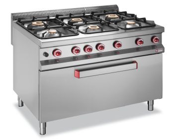 Gasherd "900 Serie" 6 Brenner - Gasbackofen "MAXI"