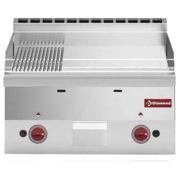 Gas Grillplatte "600 Serie" 1/2 glatt und 1/2 gerillt "verchromt" -Top-