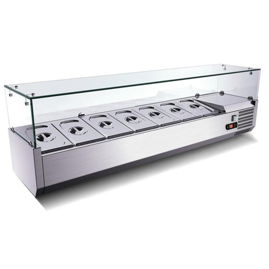 Preview: Kühlaufsatzvitrine GN 1/4, 160 x 34, Glasaufsatz