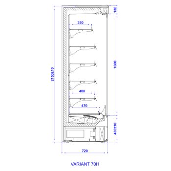 Igloo Wandkühlregal 1670 mit 5 Ebenen - 1670x720xh2150 mm | Temp. +1ºC/+10ºC