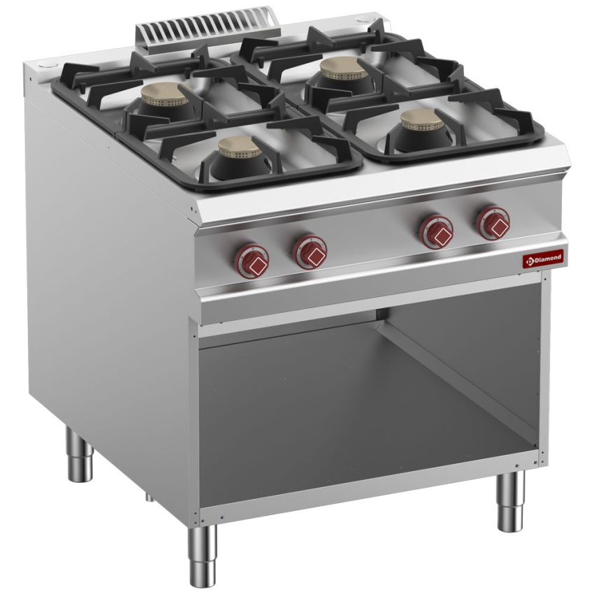Gasherd "900 Serie" 4 Brenner, auf offenem Unterbau