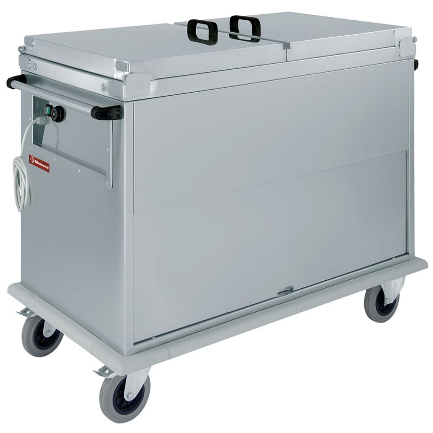Bain-Marie Wagen 2x GN 1/1, mit Deckel, Schrank mit Kipptür