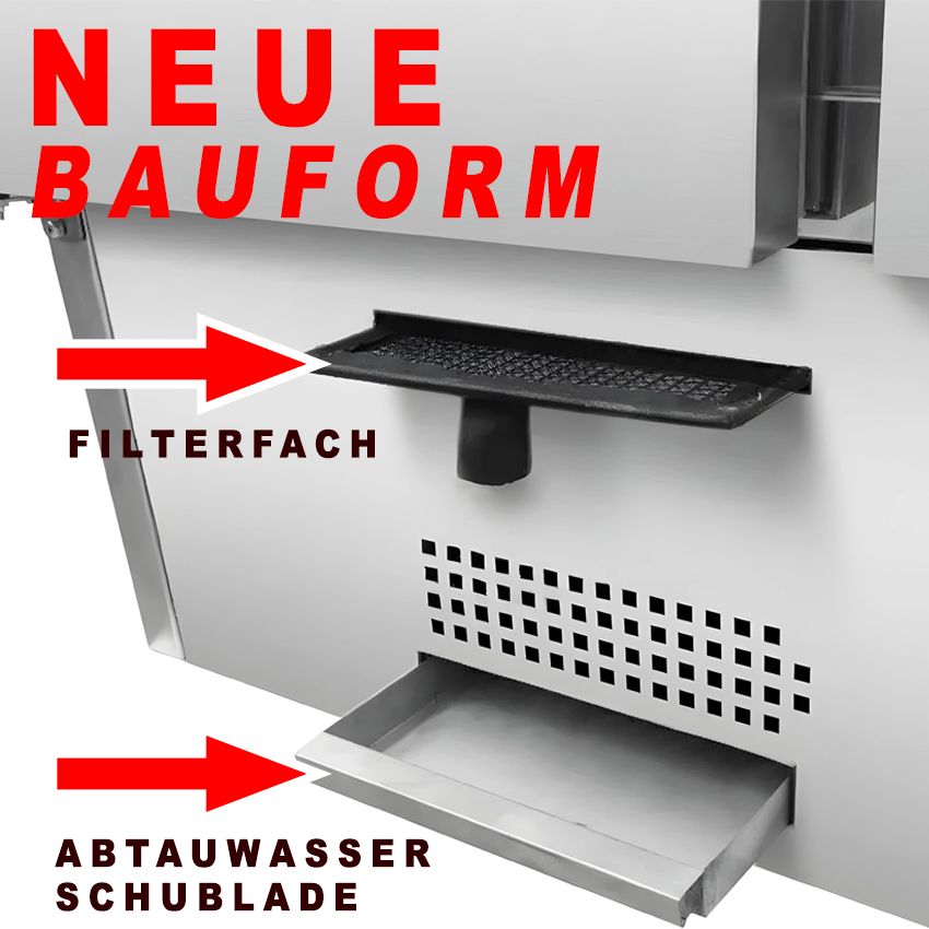 Profi Saladette 3-türig mit Schiebedeckel für GN1/1, +2°C/+8°C, 1270x700x870