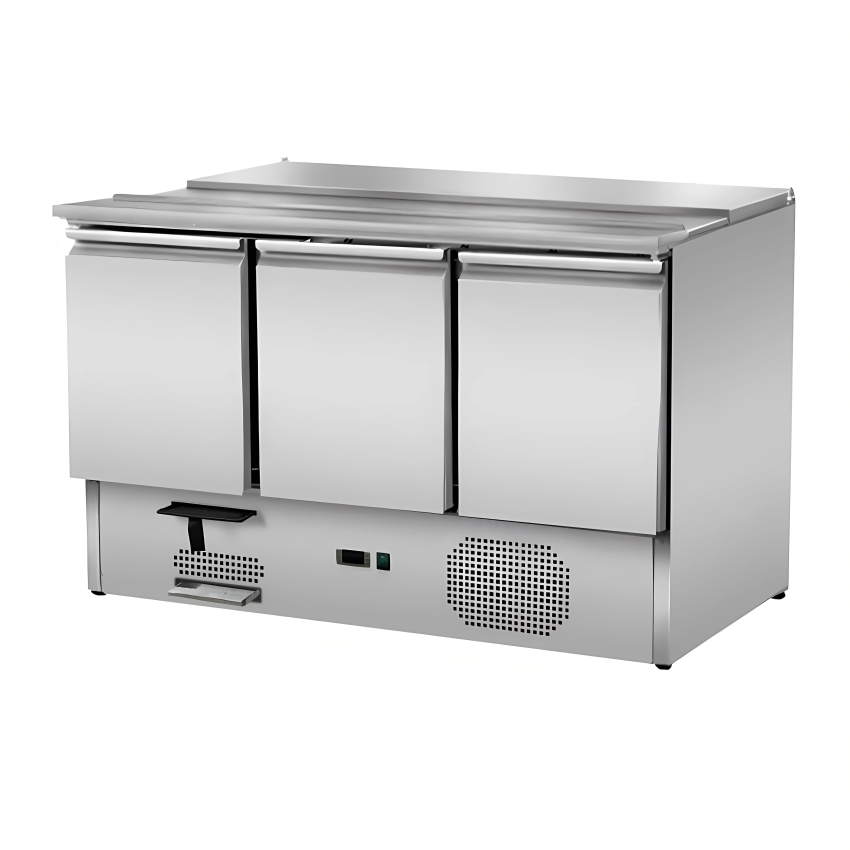 Profi Saladette 3-türig mit Schiebedeckel für GN1/1, +2°C/+8°C, 1270x700x870