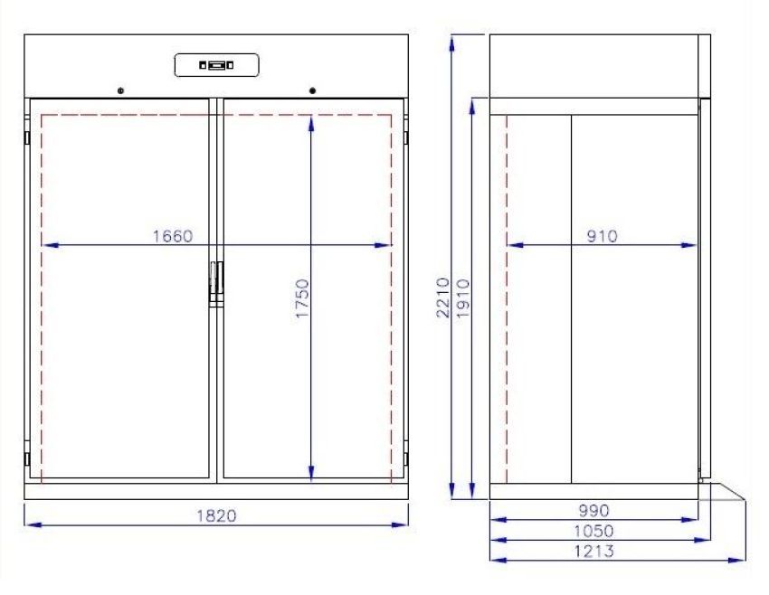 ROLL-IN KÜHLSCHRANK EDELSTAHL MONO BLOCK 1400 LTR