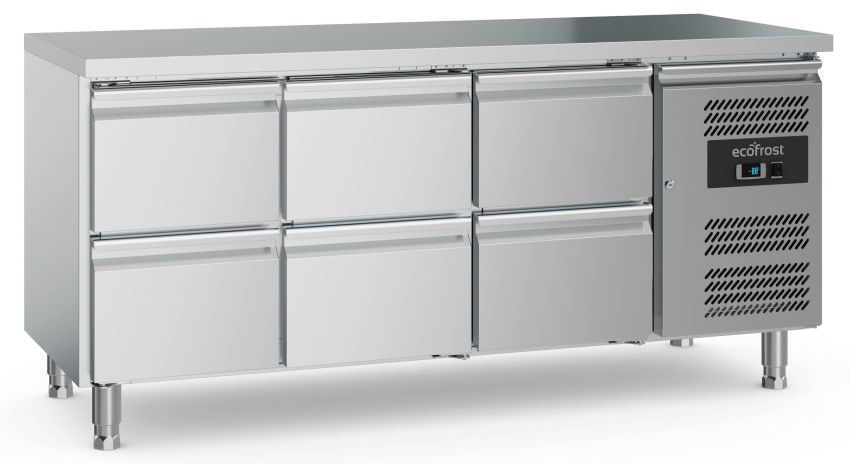 EcoFrost 700 KÜHLTISCH 6 Schubladen | Temp. +2 bis +8°C | 1795x700x850mm