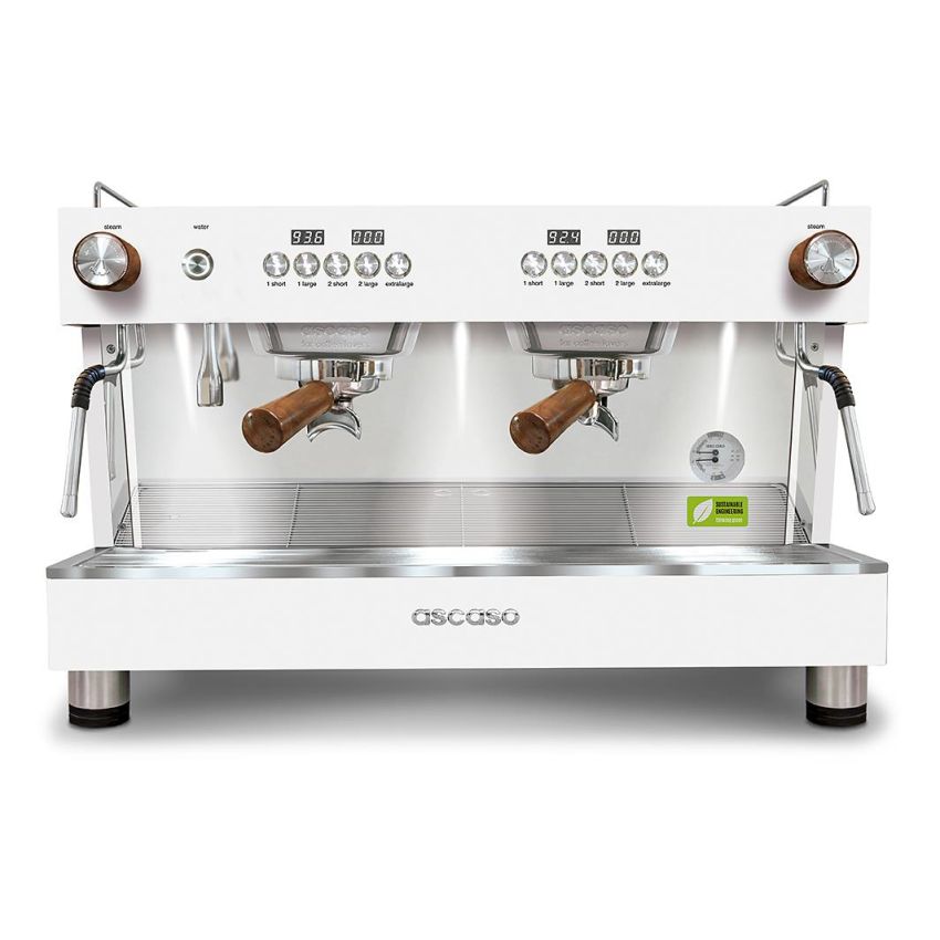 Ascaso Barista T ONE - 2 Gruppe Siebträger Espressomaschine - Weiß/Holz