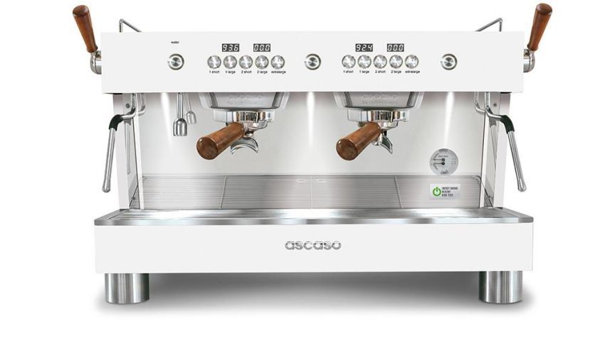 Ascaso Barista T PLUS - 2 Gruppen Siebträger Espressomaschine - Weiß/Holz