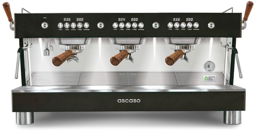 Ascaso Barista T PLUS - 3 Gruppen Siebträger Espressomaschine - Schwarz/Holz