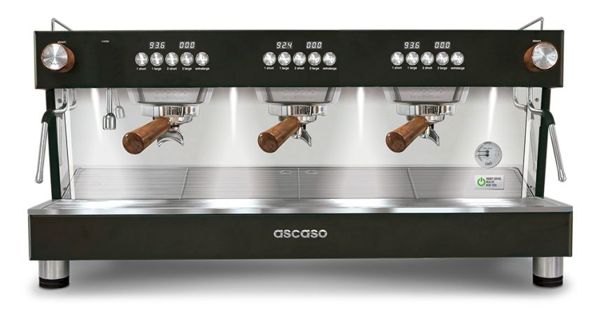 Ascaso Barista T ONE - 3 Gruppe Siebträger Espressomaschine - Schwarz/Holz