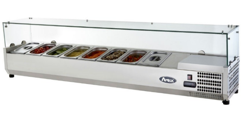 ATOSA Aufsatzkühlvitrine 5 x GN1/4 mit Glasaufsatz, 1200x335x435