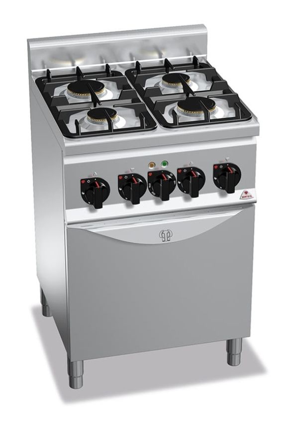 BERTOS Plus 600 - Gasherd 4 Kochstellen auf Elektrobackofen 1/1