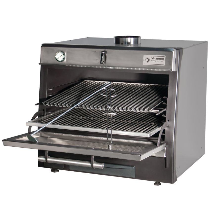 Holzkohleofen-BBQ, GN 1/1 + GN2/4 (75 Kg/h)/Edelstahl