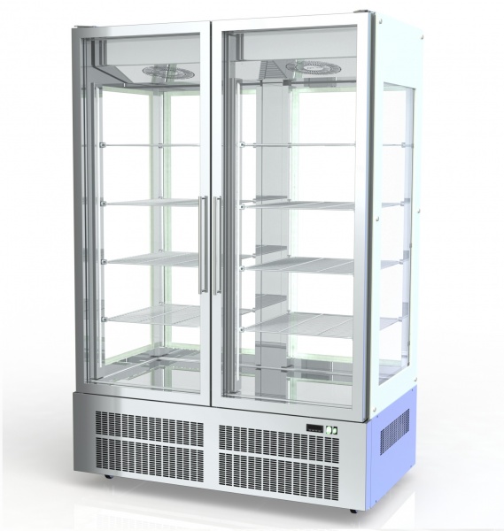 PANORAMA Gefrierkühlvitrine 1400 Liter, 2 Türen, 4 seitig verglast, 2/1 GN, -15°/-25°C
