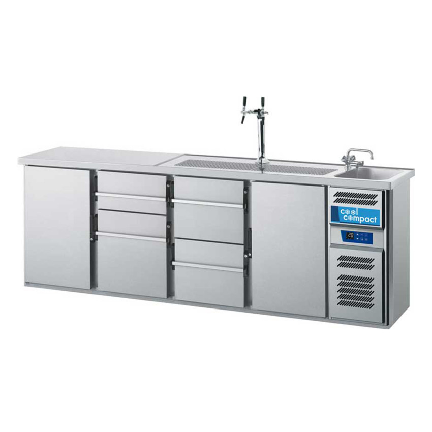 Cool Compact Getränke- Biertheke Magnos 2 Becken - 4 Kühlabteile - GTM742