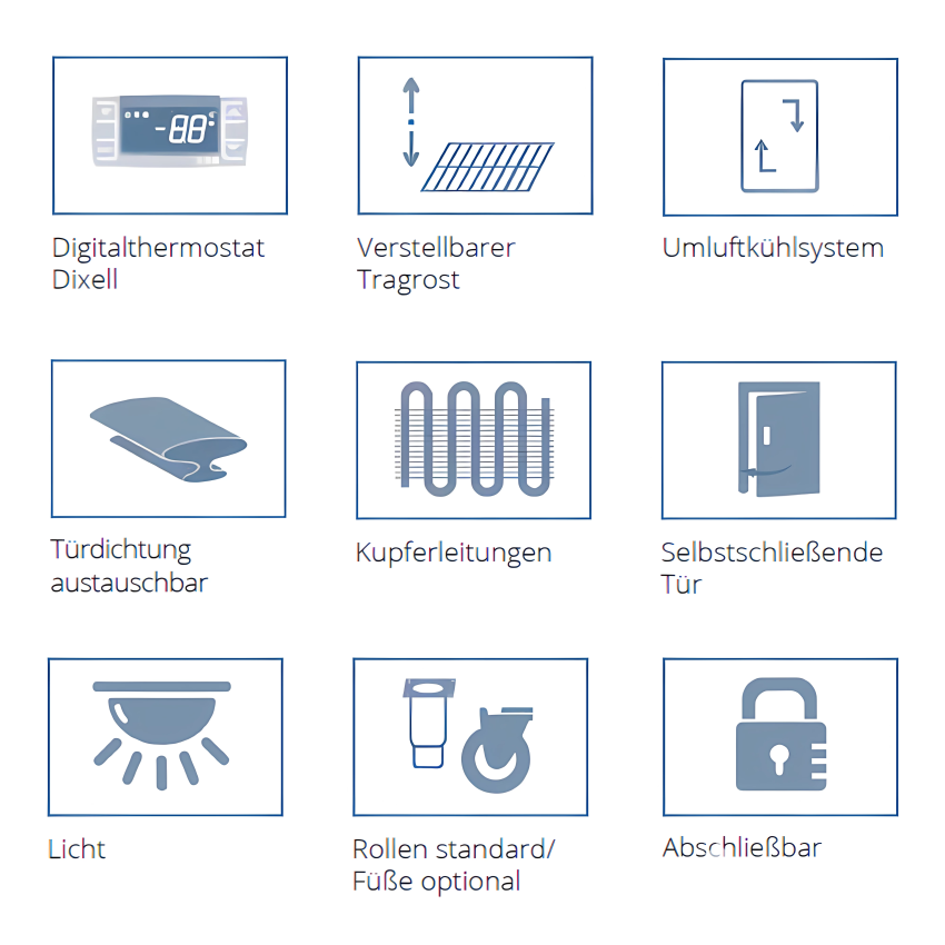 Edelstahl Umluft Tiefkühlschrank THL1180BT PROFI 1200 - Iso 60mm -18° bis -22° C