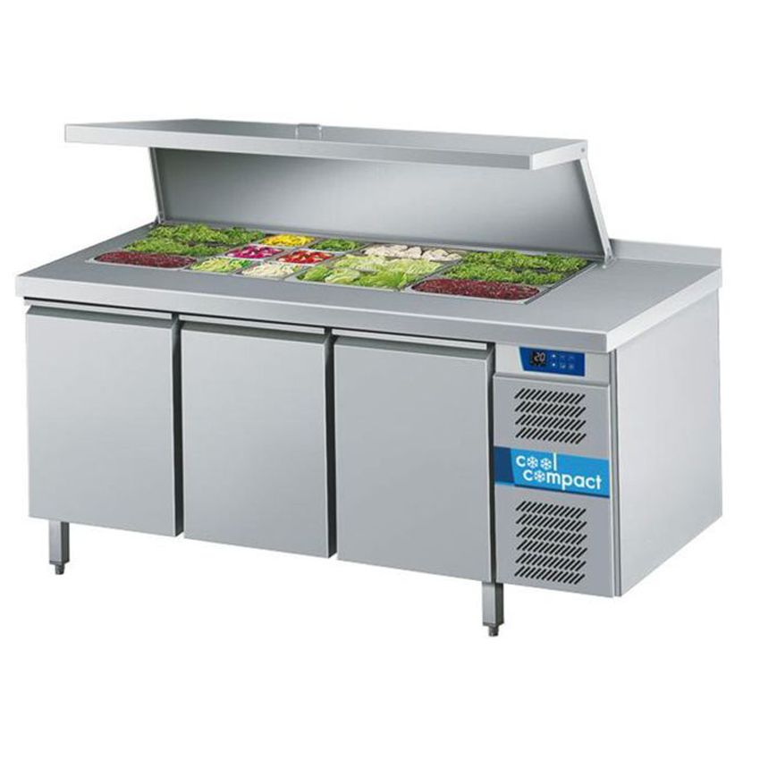 Cool Compact Saladette Kühltisch 3 Türen, +2°C / +10°C, 1725x700x850, Aufkantung, KSM 731161