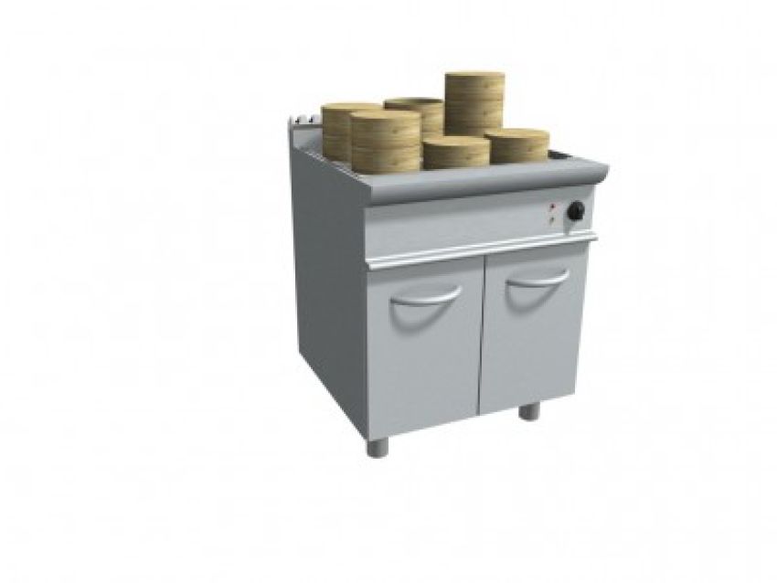 Casta Dim Sum Dampfgarer Elektro GN 2/1 Lt.55 - 800x700x850h - 14 kW - Unterbau mit Tür