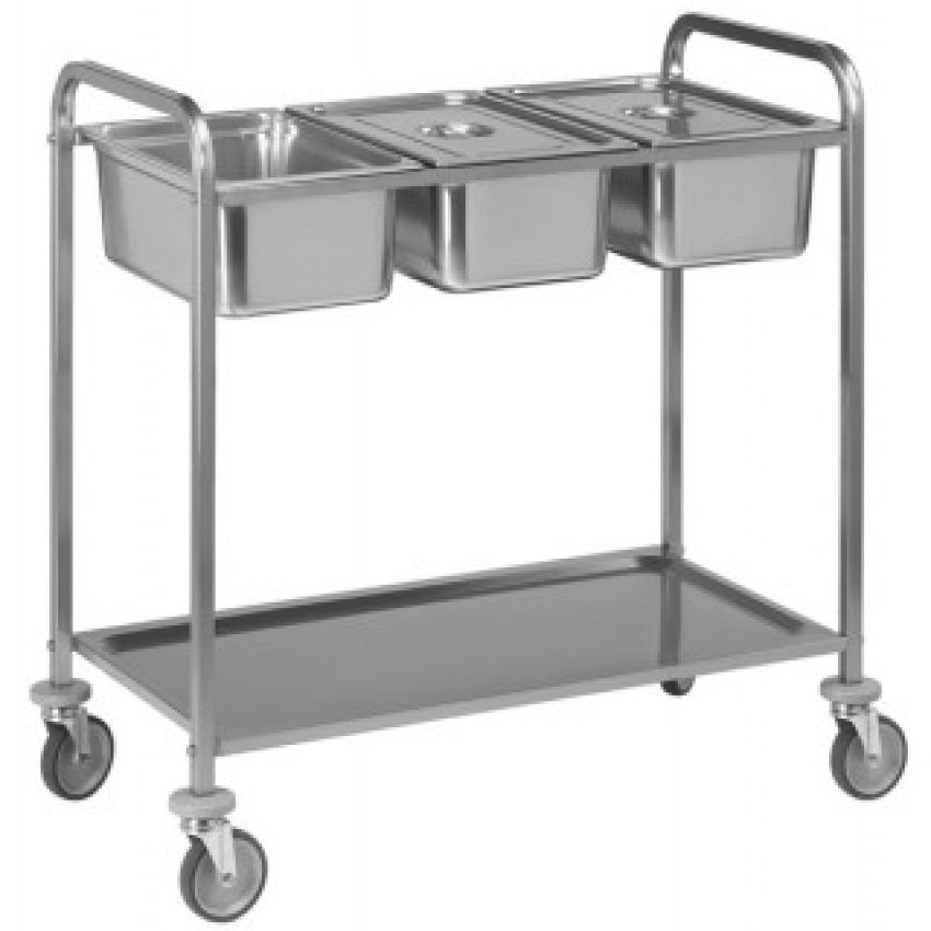 Servicewagen aus Edelstahl 3x GN 1/1 + 1 Ebene - Containerwagen