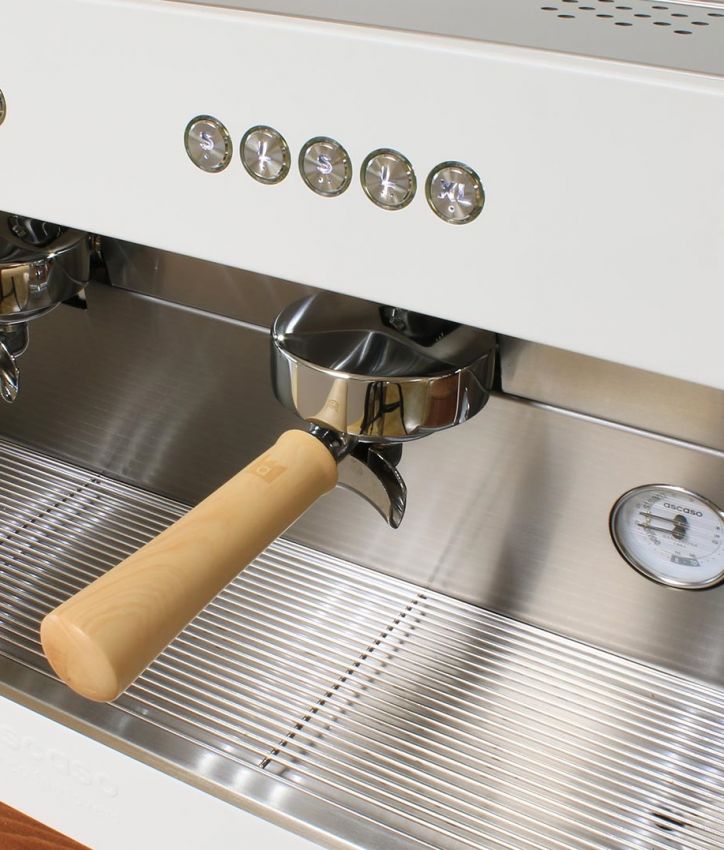 Ascaso Barista T PLUS - 2 Gruppen Siebträger Espressomaschine - Weiß/Holz