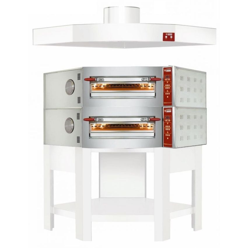 Elektrischer Ofen, Eck-Model, 2 Kammer, 16 Pizzen Ø 350 mm