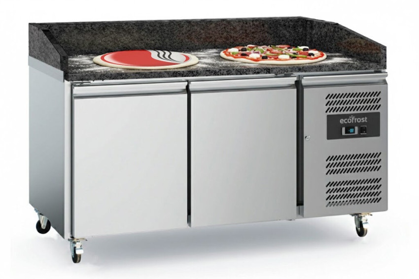 PIZZATISCH 2 TÜREN SCHWARZE GRANIT-ARBEITSPLATTE - MIT RÄDERSATZ