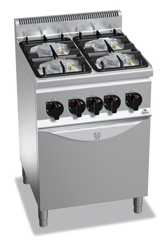 BERTOS Plus 600 ECO Power - Gasherd 4 Kochstellen auf Gasbackofen 1/1